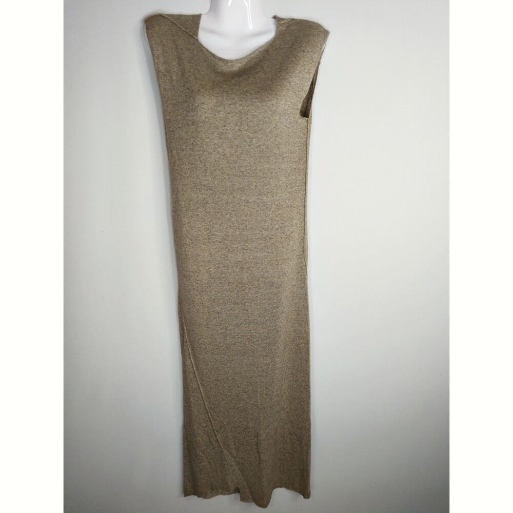 Zara Knit Tan Midi Sweater Maxi Dress Women's Small Minimalist Modest Neutral‎